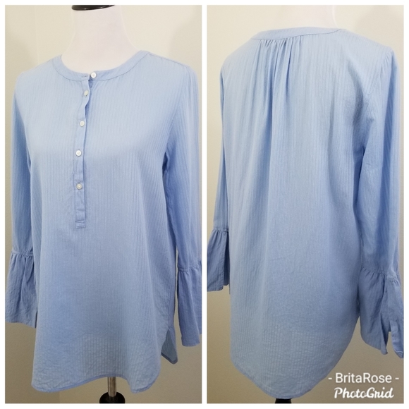 LOFT Popover blouse with bell sleeves M - Picture 2 of 8